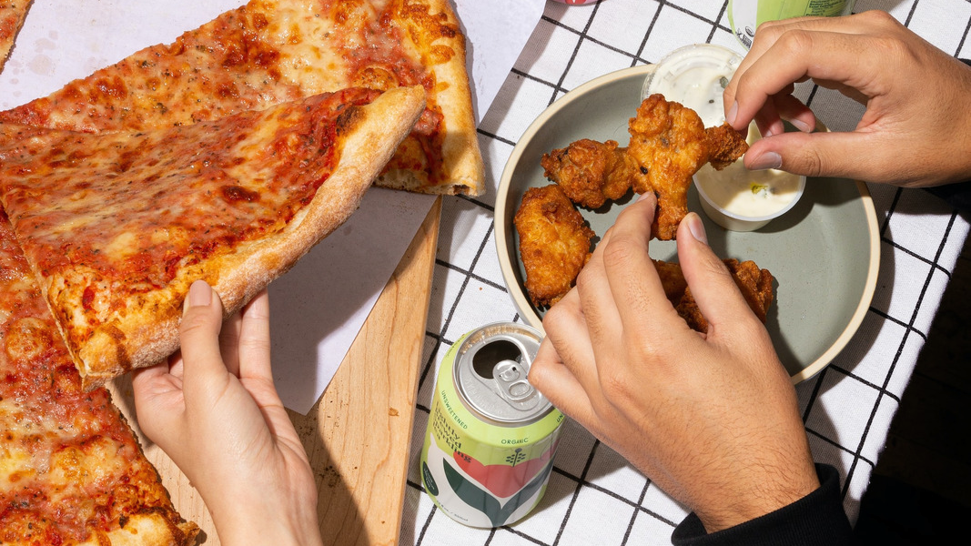 Pizza and snacks in break room